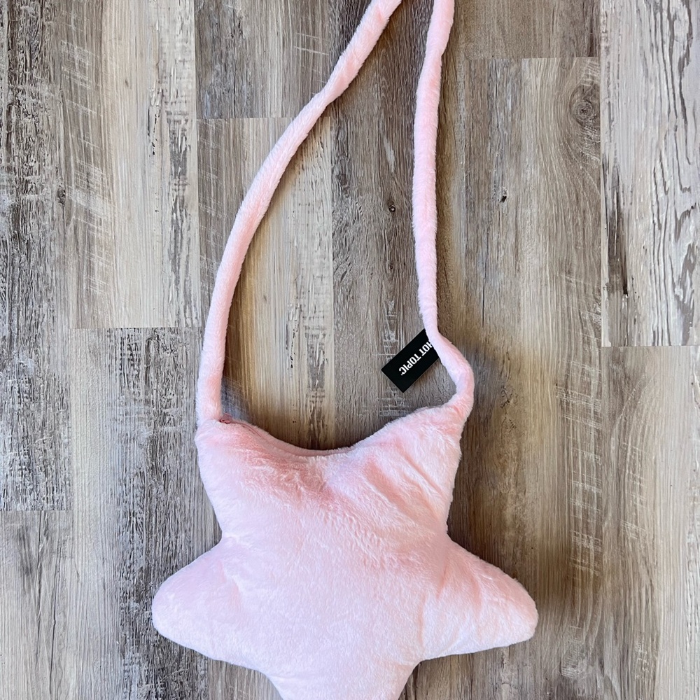 Pink Star-Shaped Plush Bag